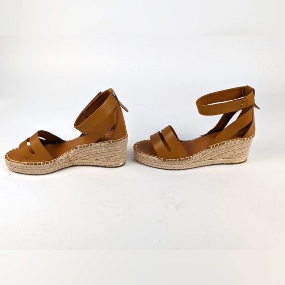 Franco Sarto Callia Brown Leather Wedge Espadrilles Sandals Ankle Strap Size 12 - Picture 4 of 10